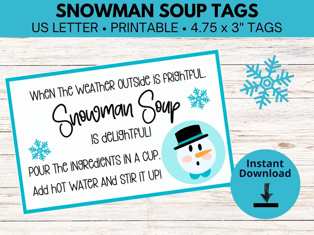 Snowman soup gift tags hot chocoate bomb hot cocoa bomb etsy