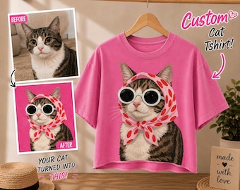 Personalisiertes Crop-Top mit Haustierfoto, Hunde- oder Katzenporträt, Geschenkidee für Hunde- und Katzenmamas