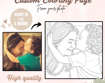 Páginas para colorear personalizadas, página para colorear con foto personalizada, archivo digital, libro para colorear imprimible, regalo para niños, libro para colorear de boda
