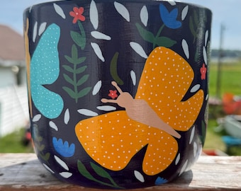 Handbemalter Schmetterling Blumentopf | Bunter Blumentopf | Landhaus Garten Dekor | Einzigartiges Geschenk für Pflanzenliebhaber