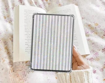 Grijze strepen Kindle-insteekkaart Kindle-papier e-reader holografische insteek Kindle glitter karton decor leesgrage accessoires cadeau voor boekenliefhebber