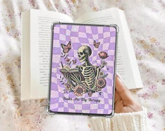 Totenkopf Kariert Kindle Einlage Kindle Papier E-Reader Holografisch Einlage Kindle Glitzer Karton Dekor Buchliebhaber Accessoires Geschenk für Buchliebe