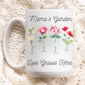 Personalized Grandma&#39;s Garden Mug, Custom Birth Flowers and Names, Personalized Names Flowers, Mama&#39;s Garden Mug, mothers day gift, mom