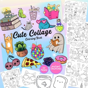 Collage Adult Coloring Book • Alcohol Marker Practice Sheets • easy bold Coloring Page • Etsy Instant Download | PDF JPEG Coloring pages