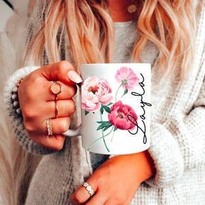 Personalized Birth Month Flower mug cup Gift for Her Custom mug coffee Cup mug For Best Friend Birthday Birth Flower Gift Idea