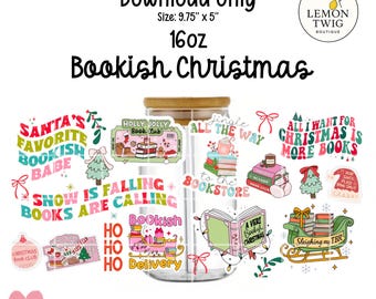 Bookish Weihnachtsglasdosenverpackung | Buch-Liebhaber-Weihnachtsgeschenk | Urlaub Bookish Tassenärmel | Festliche Trinkverpackung für Leser | Gemütlich