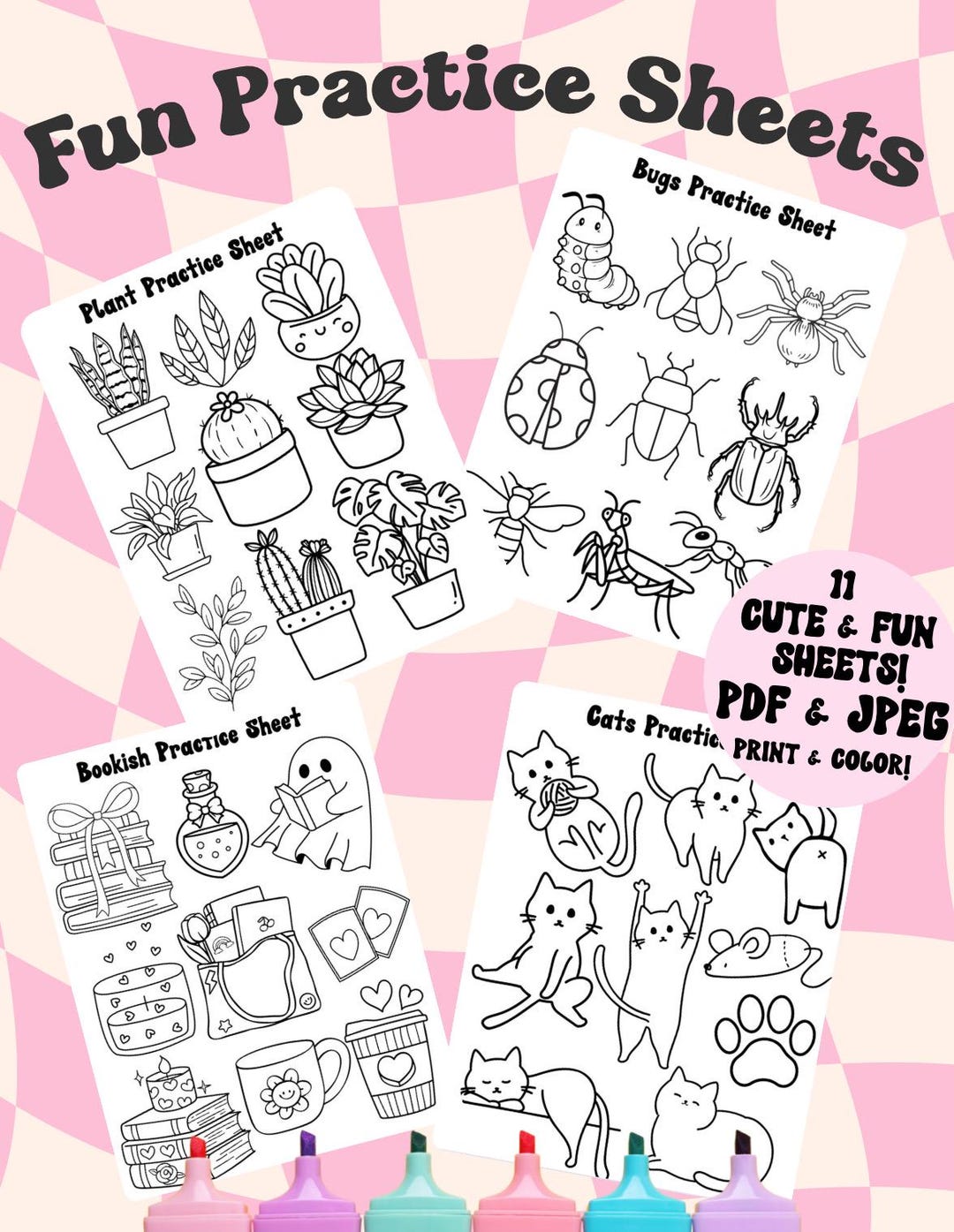 Printable Coloring Pages • Alcohol Marker Practice Sheets • Bookish ...