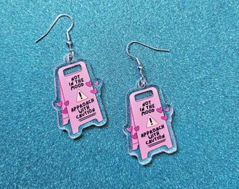Wees voorzichtig: Not in the mood EARRINGS, grappige kawaii acryl sieraden