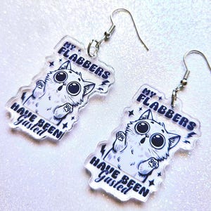 Mis FLABBERS han sido Gasted PENDIENTES, lindas y divertidas joyas de acrílico, gato, pendientes de gatito