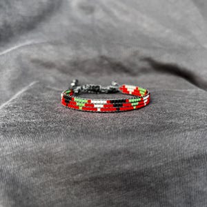 Free Palestine Thin Bracelet, Handmade Diy Gift, Palestine Flag Design, Palestine Flag Colors Beaded Bracelet, Handmade Beaded Bracelet