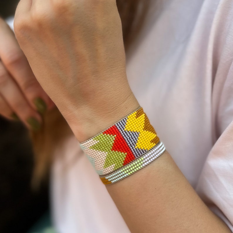 Tulip and Line Miyuki Bracelets Sets/ Bead Miyuki Bracelets of all Colors/ Handmade, Adjustable Miyuki Bracelet/ Friendship Bracelet image 3