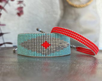 Miyuki Turquoise Beaded Bracelet Set: Bohemian Style