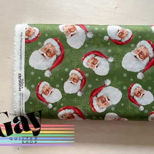 PICTURE A CHRISTMAS | Santa Toss Green by Riley Blake Designs | CD12371-GREEN | 1/2 Yard Increments Cut Continuously