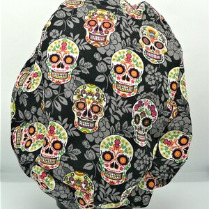 Sugar Skull Euro Scrub Cap/ surgical cap/ nurse cap. Euro style Surgical cap/ Veterinary cap/ Gift.