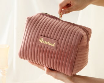 Borsa per il trucco personalizzata, regali personalizzati per la damigella d'onore, regalo di nozze, borsa da toilette da viaggio, borsa per cosmetici, regalo di compleanno per lei, regalo per la festa della mamma