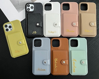 Custom Monogram Leather iPhone Wallet Case