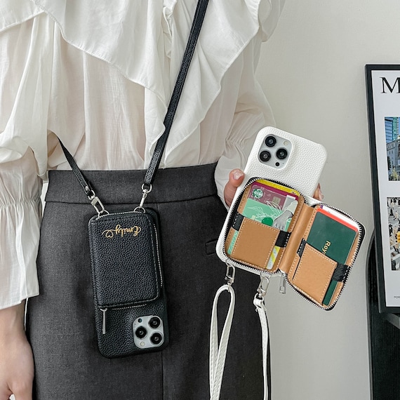 IPhone 16 Leather Wallet Bag iPhone Case With Crossbody Strap Crossbody Phone Case iPhone 16 15 14 13 12 11 Pro Max Plus Mini Case Etsy