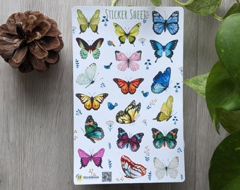 Butterflies sticker sheet | Nature Stickers for Planner, Scrapbook, Journal Decor Stickers