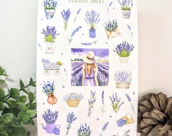 Lavender Flower Stickers: Waterproof Floral Decals for Planners