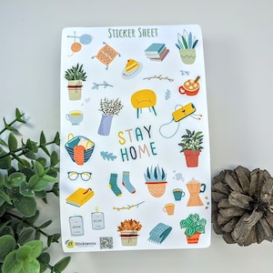 Feuille d'autocollants corporels Hygge Home | Agenda, album de coupures, autocollants déco Bujo cosy
