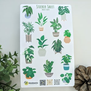 House Plants Sticker Sheet | Journal Stickers | Planner Stickers | Scrapbook Stickers