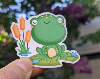 Cute Frog Waterproof Vinyl Sticker for planner | Laptop, Phone, gift Stickers