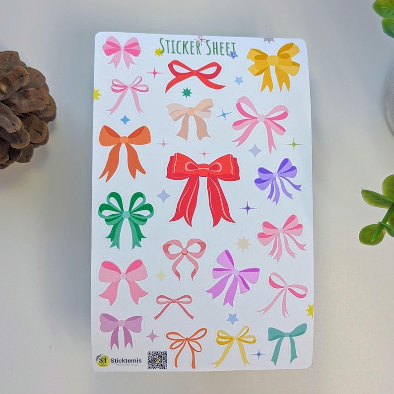 Paper Bow Sticker Multicoloured Bows Sticker Sheet: Journal Planner Stickers - Etsy