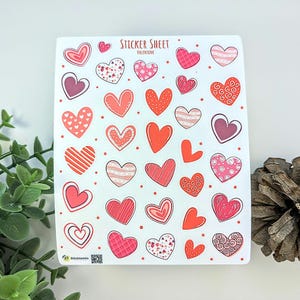 Mini feuille d'autocollants coeurs | Stickers Saint-Valentin | Bujo, scrapbooking, agenda et journal