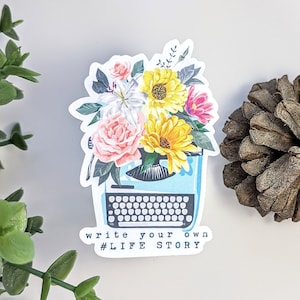 Sticker en vinyle fleur citation motivante | Sticker mignon pour cadeau | Stickers agenda floral, livre et ordinateur portable