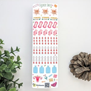 Period Tracker Stickers - Feminist Womb & Floral Designs | Planner Sticker Sheet