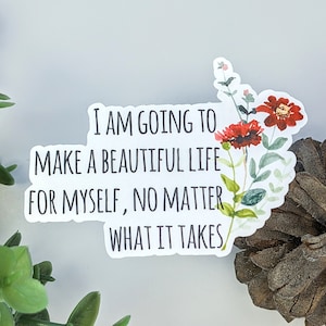 de motivation fleur aquarelle rouge | Gardez l'inspiration avec ce sticker en vinyle imperméable