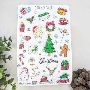 Merry Christmas Sticker Sheet, Christmas Stickers, Planner Stickers, Journal Stickers, Winter Season Stickers, Handmade Gift for her