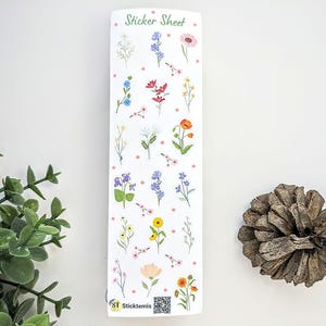 Feuille d'autocollants fleurs sauvages | Stickers floraux champêtres | Feuilles d'autocollants floraux pour scrapbooking, agenda