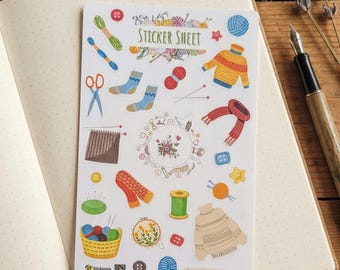 Knitting & Crochet Sticker Sheet: Hobby Planner Stickers