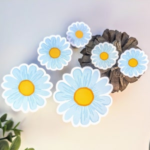 Lot de 6 autocollants en vinyle fleurs de tailles variées | Stickers pour ordinateur portable | Jeu de mini-autocollants floraux 2,0 po. 1,5 po., 1,0 po. et 0,75 po.
