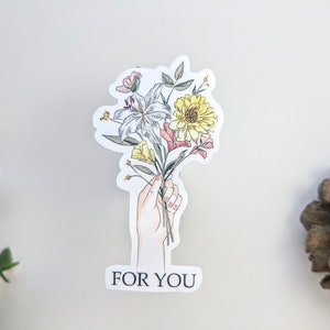 pour vous bouquet de fleurs autocollant | Autocollant découpé en vinyle imperméable | Sticker bouquet de fleurs