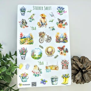 Feuille d'autocollants imperméable Spring Vibes | Fleurs, papillons, oiseaux esthétiques pour votre journal, agenda, et plus