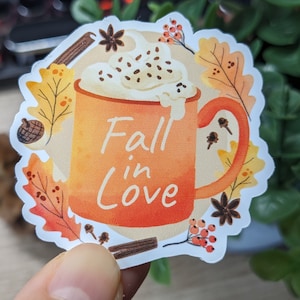 Laissez-vous séduire par les autocollants d'art aquarelle | Stickers citrouilles et épices imperméables | Déco pour ordinateur portable automne-automne