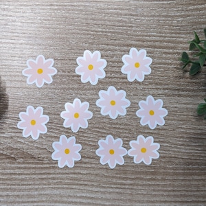 Stickers marguerites roses en vinyle, mini stickers floraux pour ordinateurs portables, bouteilles d'eau et agendas, joli lot de 10 stickers fleurs