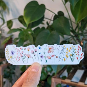 transparent fleurs sauvages | Sticker long fleur, sticker wrap, sticker floral, sticker bouteille d'eau