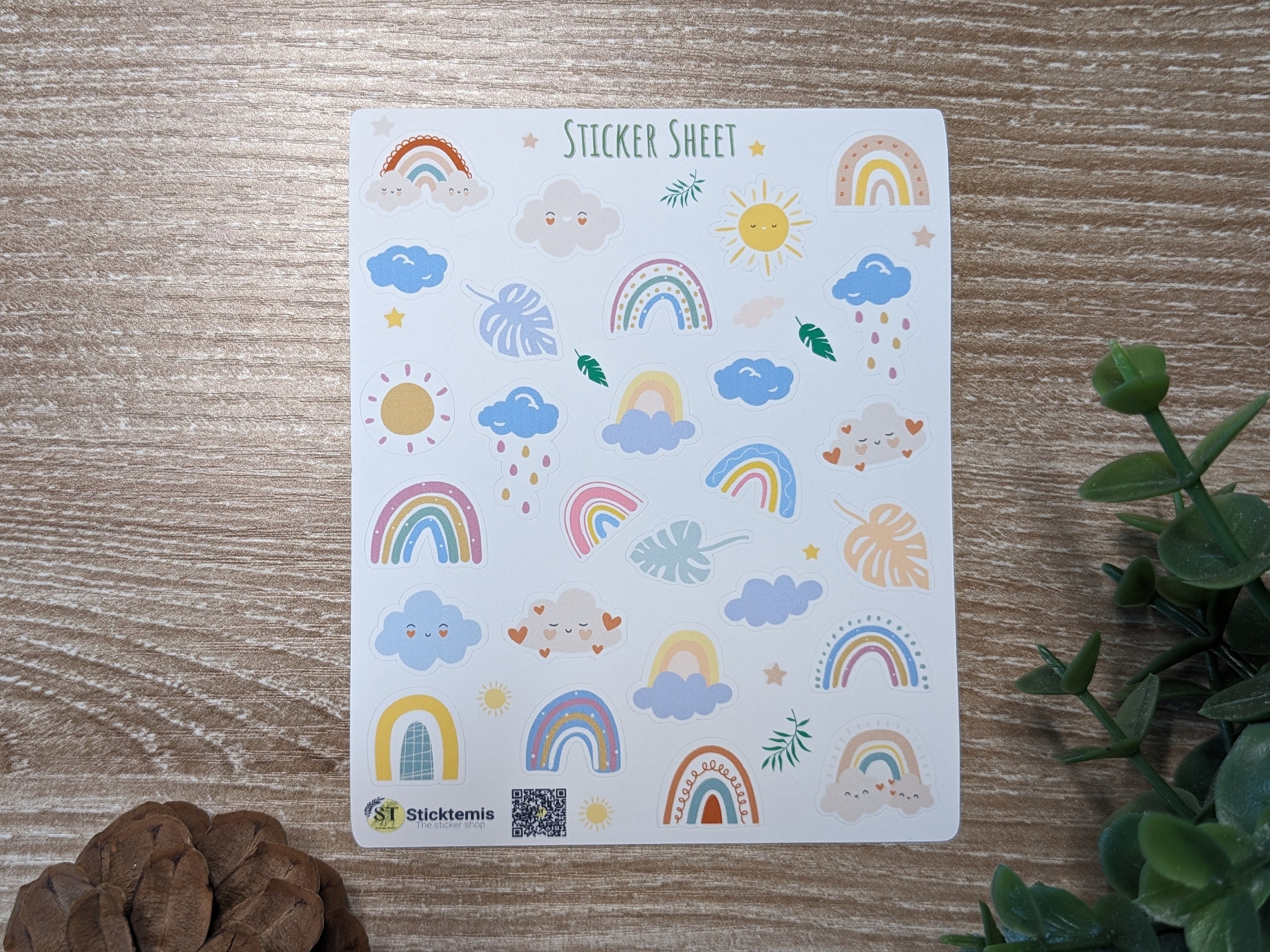 Pastel Rainbow Cloud Sticker Sheet: Planner Scrapbook Stickers - Etsy