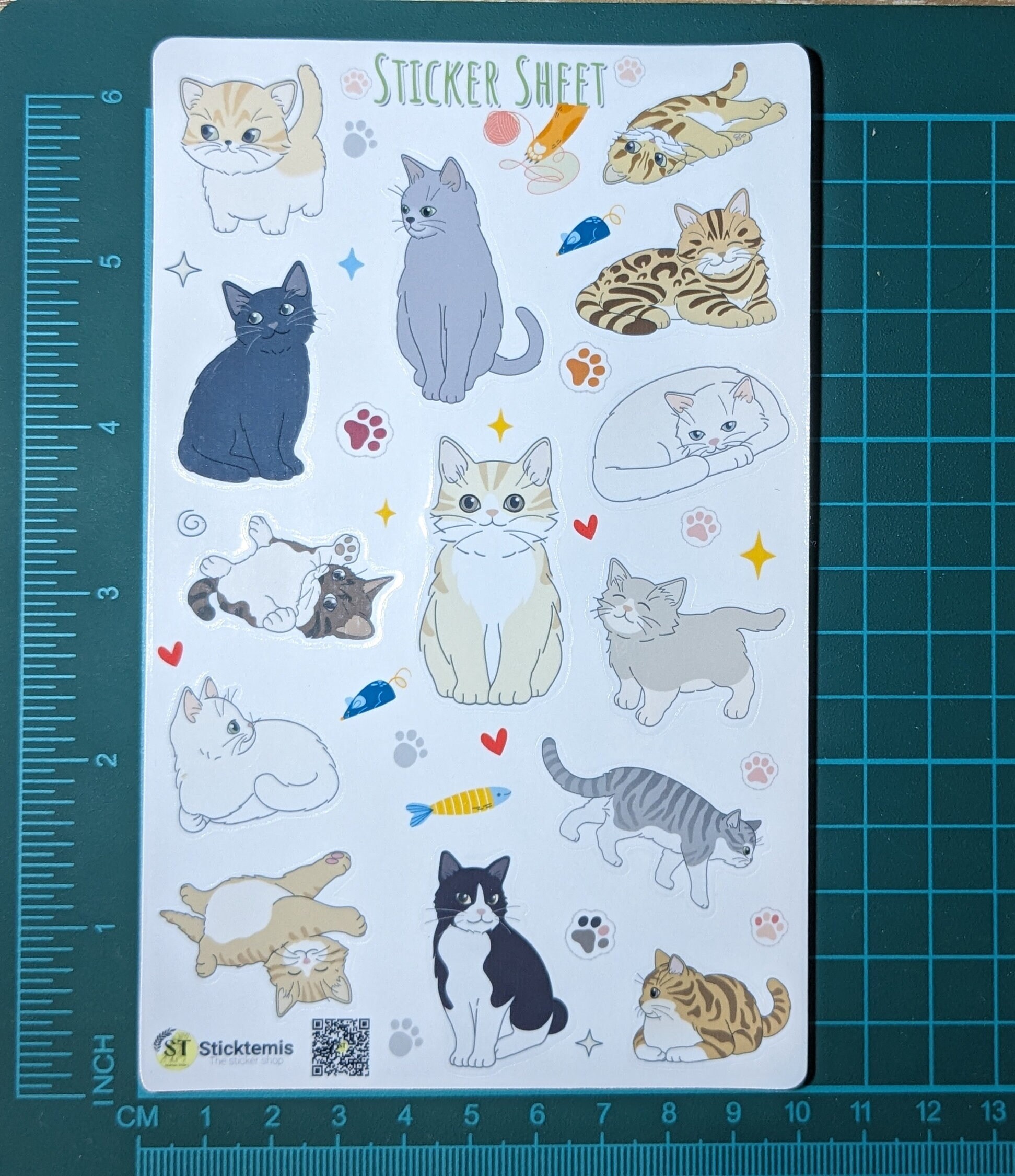 Cute Cats Vinyl Sticker Sheet | Bujo Deco Stickers 4x6" Sticker Sheet ...