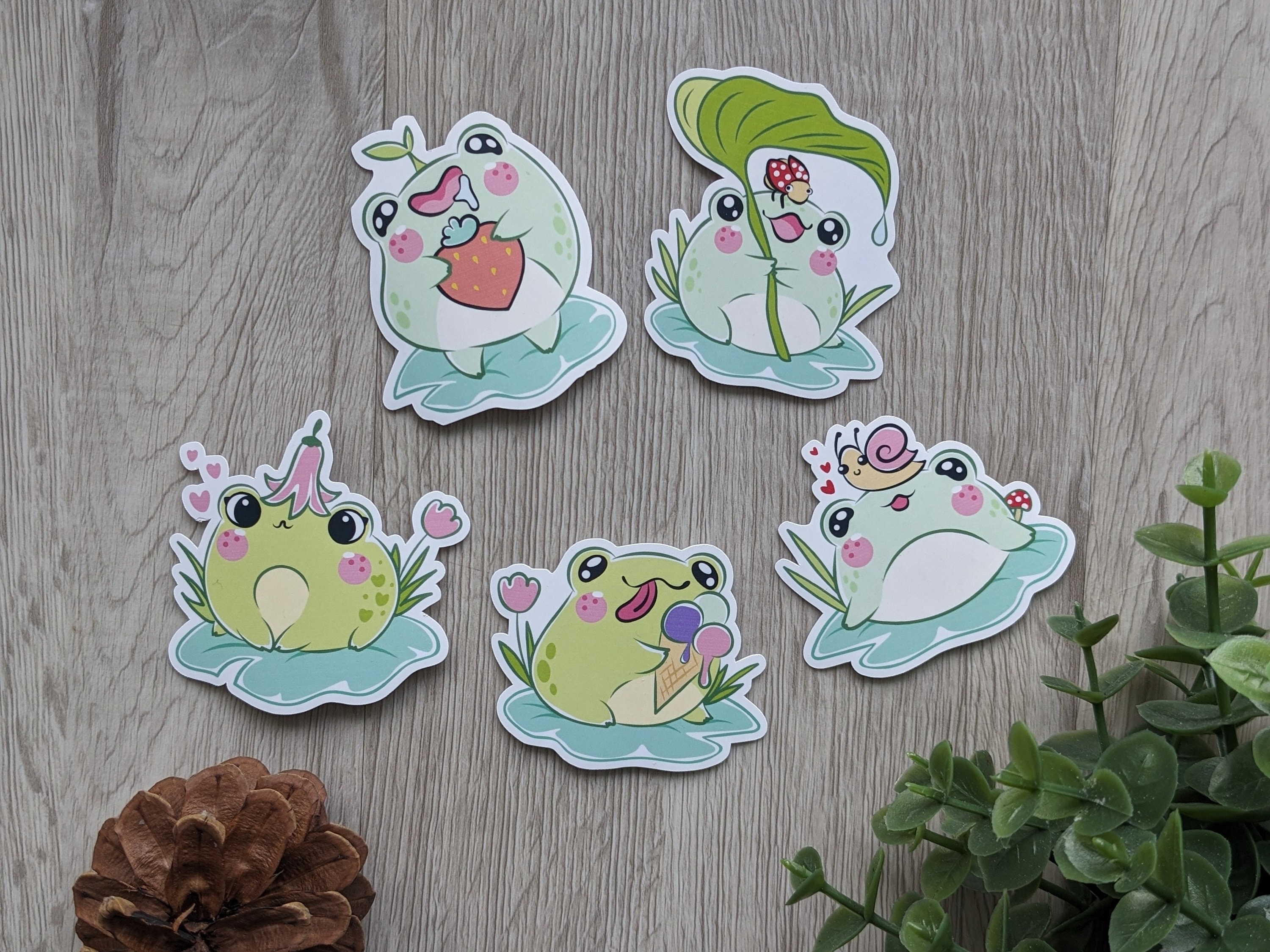 Set Of 5 Kawaii Frog Sticker Bundle Cute Frog Stickers Gift For Frog Set Of 5 Kawaii Frog Sticker Bundle Cute Frog Stickers Gift For Frog