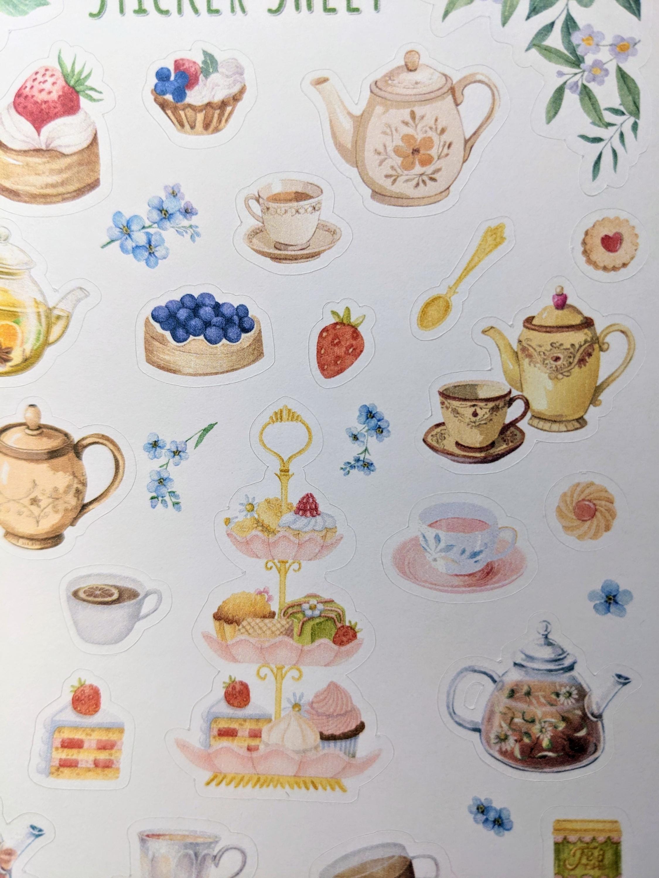 Tea Time Sticker Sheet: Waterproof Planner, Journal, Scrapbook Stickers ...