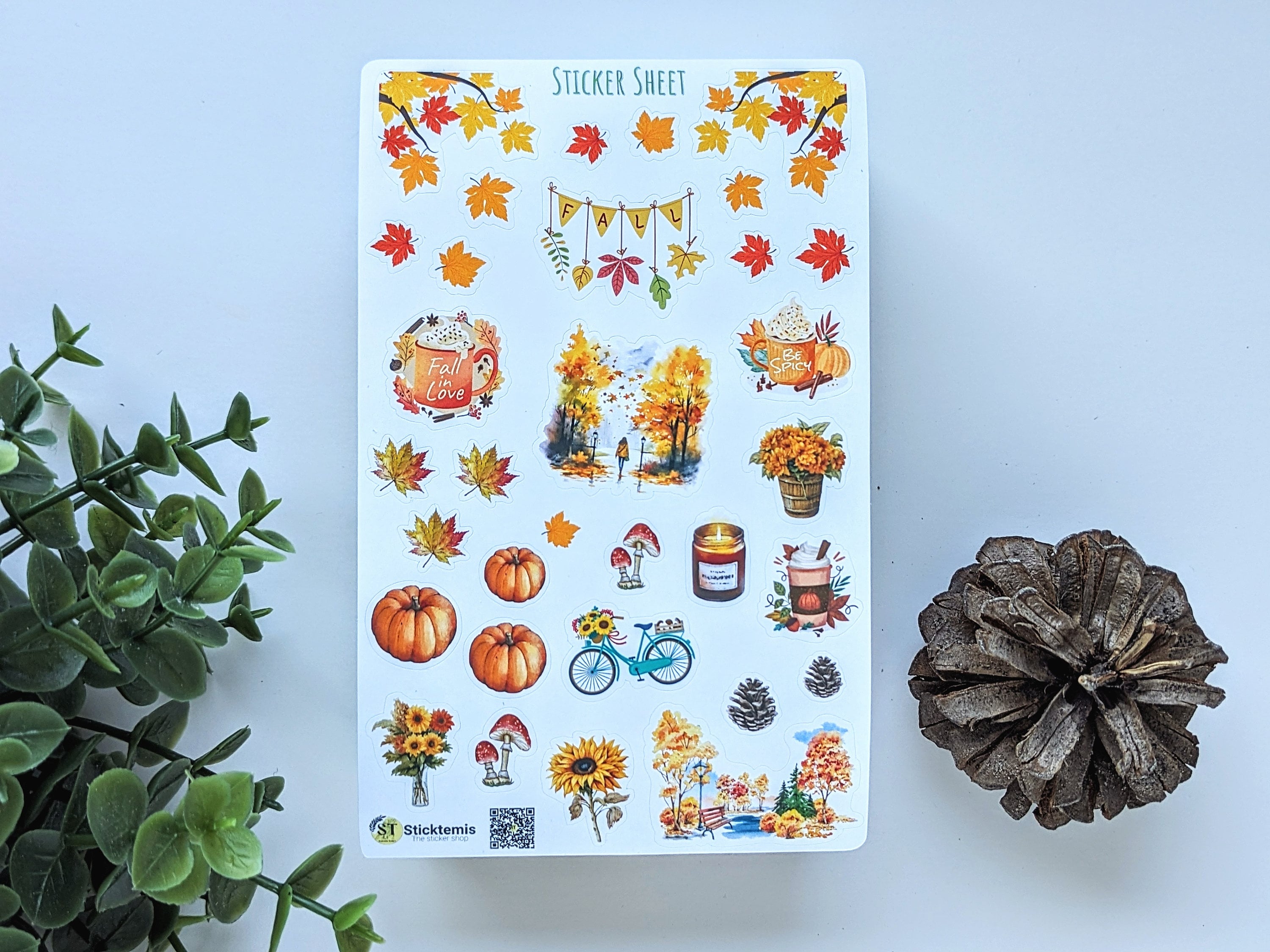 Waterproof Autumn Sticker Sheet: Cozy Fall Journaling, Scrapbook ...