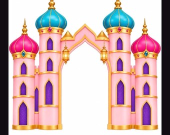 Custom - shimmer and shine theme Castle prop cutout - stakes or stands not included. Approx.  8ftx8ft