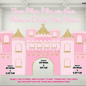 H4400-H4402  3 piece  pink and white large Castle prop cutout - stakes or stands not included ships at 12 ft wide  x 6 ft tall