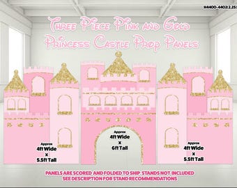 H4400-H4402  3 piece  pink and white large Castle prop cutout - stakes or stands not included ships at 12 ft wide  x 6 ft tall