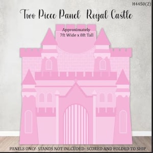 H4450  - 7ft. wide x 8 ft tall Royal Castle prop cutout Pink  - stakes or stands not included