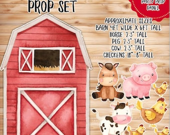 8 Piece Farm Animals and Barn Set Party Prop, Yard Display, Coroplast, Contour Machine Cut, UV Printed H2241-2 H042